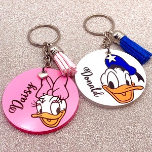 Donald Duck/Daisy Duck! Disney inspired personalised keyring. Handmade novelty gift!