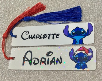 Personalised Disney Stitch Inspired Acrylic Bookmark with Tassel, flexible, durable novelty gift!