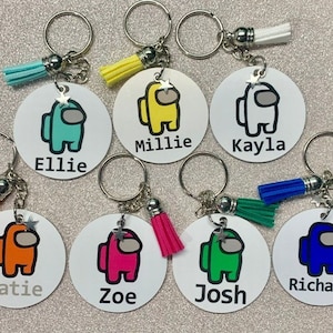 Personalised Among Us Keyring, Any Name, Any Colour, Novelty Gift, Present