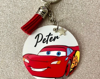 Saetta McQueen, Cars! Portachiavi personalizzato ispirato alla Disney. Regalo novità fatto a mano!