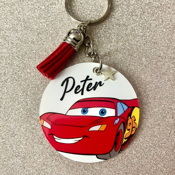 Lightening McQueen, Cars! Disney inspired personalised keyring. Handmade novelty gift!