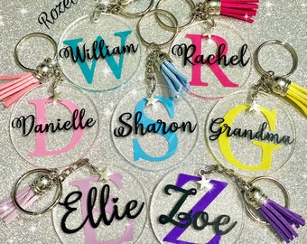 Personalised Keyring, Any Letter, Any Name, Any Colour, Novelty Gift, Present