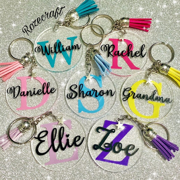 Personalised Keyring, Any Letter, Any Name, Any Colour, Novelty Gift, Present