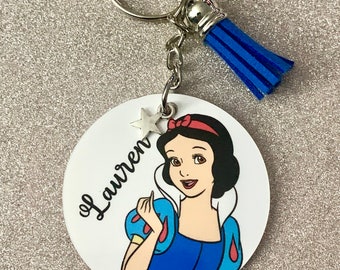 Snow White! Disney inspired personalised keyring. Handmade novelty gift!