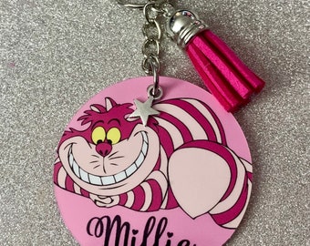 Cheshire Cat, Alice in Wonderland! Disney inspired personalised keyring. Handmade novelty gift!