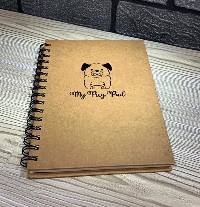 Personalized Pug Dog Puppy Spiral Bound Notebook Sketchbook