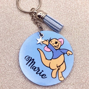 Winnie l'ourson, Roo le kangourou ! Porte-clés personnalisé inspiré de Disney. Cadeau fantaisie fait main !