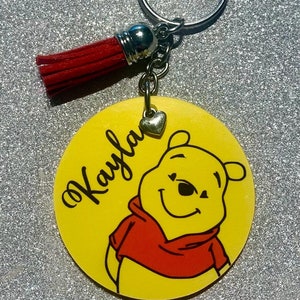 Winnie the Pooh, Disney inspired personalised keyring. Handmade novelty gift!