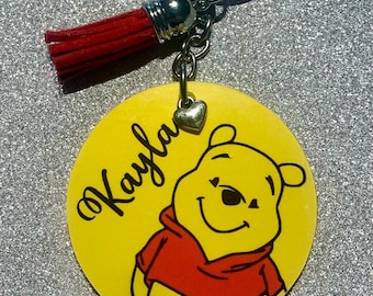 Winnie the Pooh, Disney inspired personalised keyring. Handmade novelty gift!