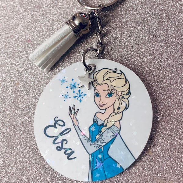 Elsa, Frozen! Disney inspired personalised keyring. Handmade novelty gift!