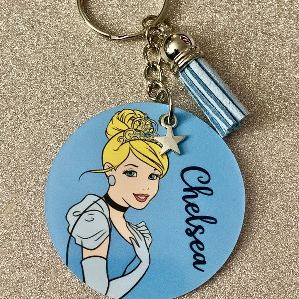 Cinderella! Disney inspired personalised keyring. Handmade novelty gift!