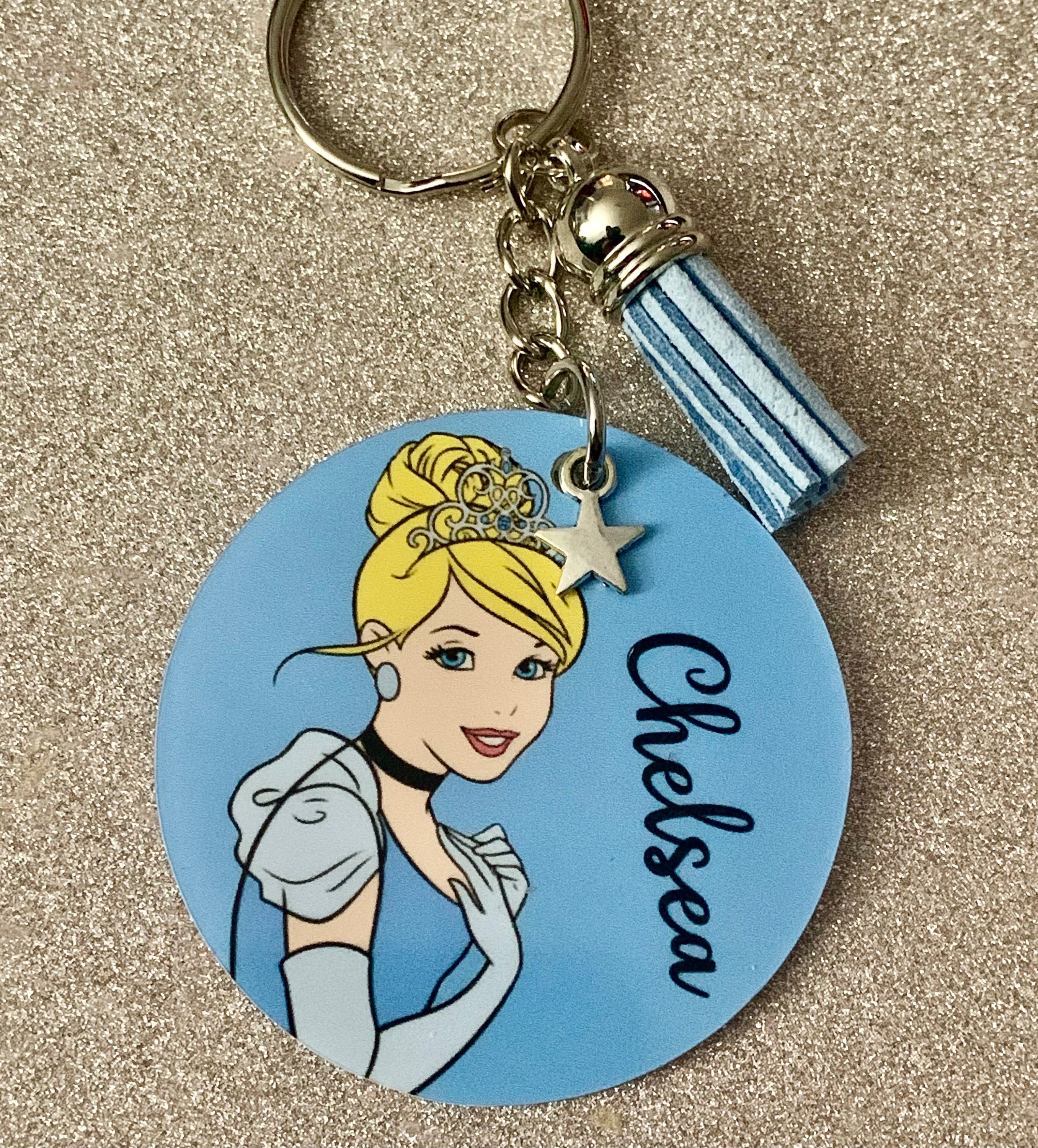 Cinderella! Disney Inspired Personalised Keyring. Handmade Novelty