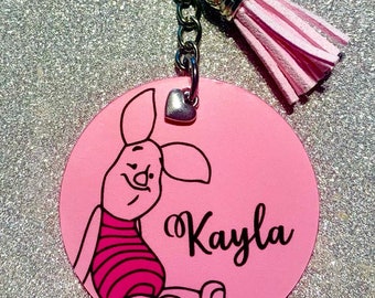 Winnie the Pooh, Piglet! Disney inspired personalised keyring. Handmade novelty gift!