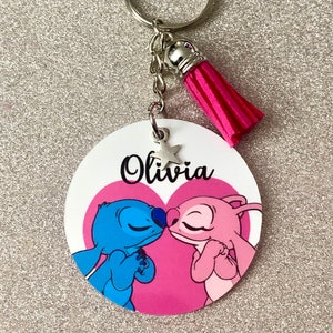 Stitch & Angel, Lilo e Stitch Chaveiro personalizado inspirado na Disney. Presente de novidade feito à mão!