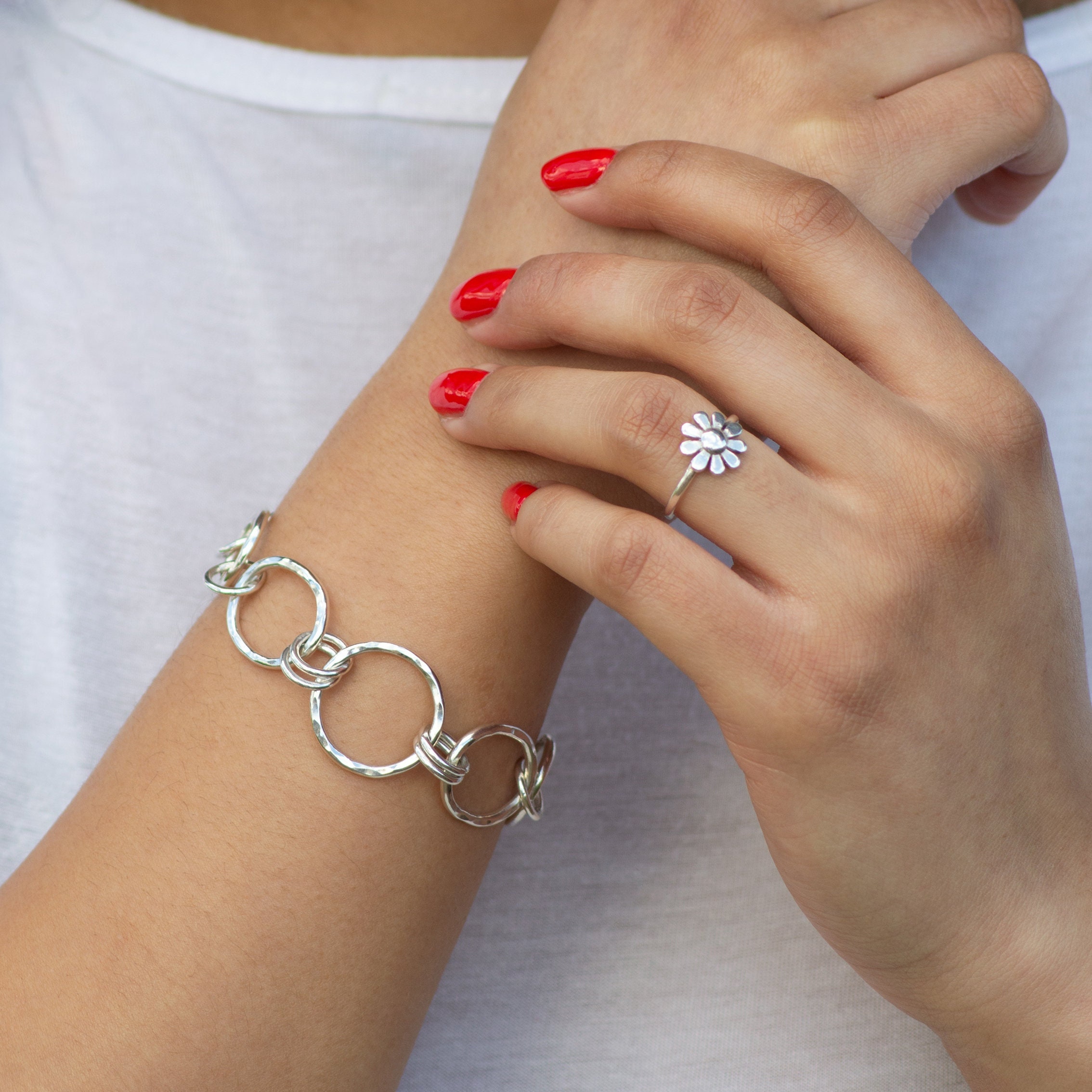 Argentium Link Bracelet, Silver Link Bracelet, Silver
