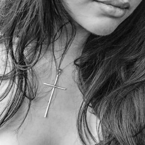 Large Silver Cross, Silver Cross Pendant, Hammered Cross, XL Cross For Necklace, Argentium Hammered Cross, Men's Cross Pendant, Ladies Cross