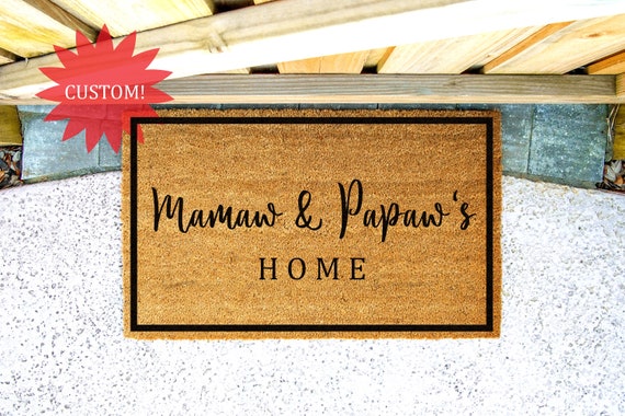 Custom Last Name Doormat with Established Year Natural Coir ESTABLISHED LAST NAME Printed in New Jersey Proof Available 4 Sizes