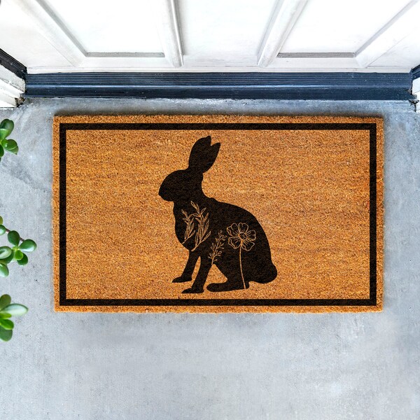 Rabbit Doormat Etsy