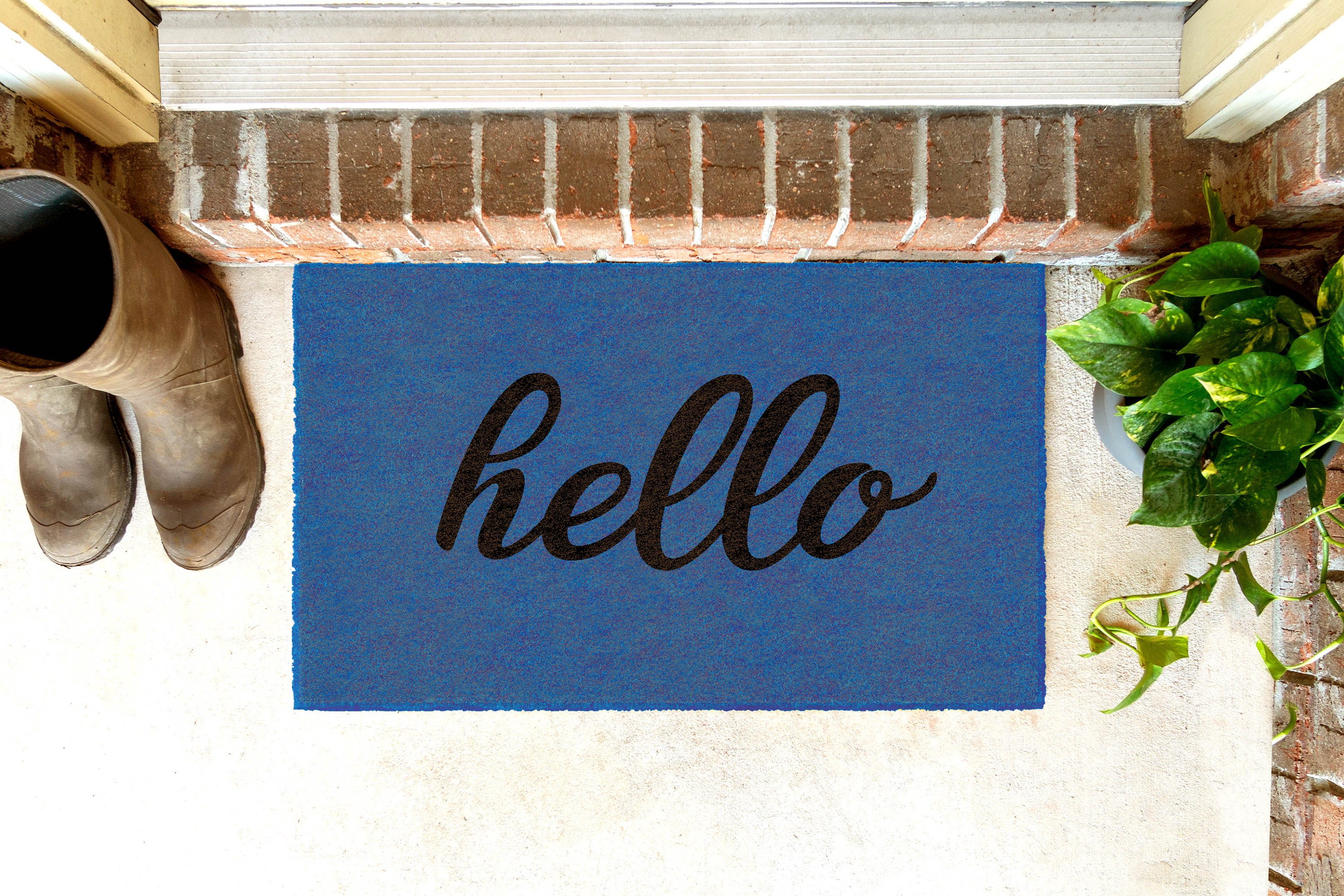 HELLO BLUE/ Blue Hello Doormat / 4 Diseños / 4 Tamaños / Etsy