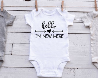 Hello I'm New Here Onesie®/Bodysuit | Baby Announcement | Pregnancy Announcement | Baby Shower Gift| Baby Arrival