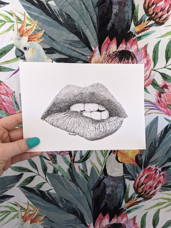 Lips Mouth Anatomy Art Pointillism Art Art Print Etsy