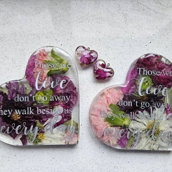 Funeral flowers resin preservation stand up heart coaster (ashes preservation)