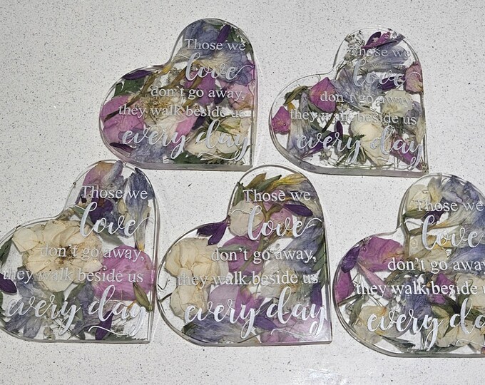 Heart Plaque With Your Funeral Flowers, Dried Flower Petals Keepsake