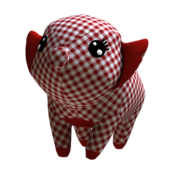 Pig PDF Peluche Pattern + Redimensionnement - Patron de couture en peluche de cochon en peluche - Pig PDF Softie Sewing Pattern - Piglet Easy Toy Stuffed Animal Pattern