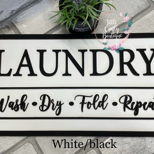 Laundry Room Plaque, white/Grey, white/black, grey/rainbow, grey/white.  Laundry Room sign Wash Dry Fold Repeat. utility room decor