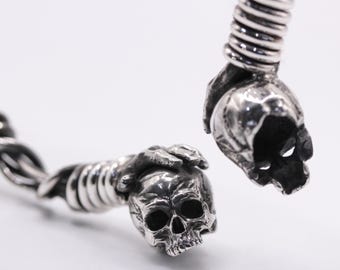 Travis Walker Double Cross 1999 Large 7 Skull Bracelet Sterling