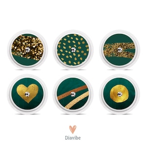 Freestyle Libre Sensoraufkleber | Vinyl | 6er-Set | FSL-Aufkleber | Gold und Grün