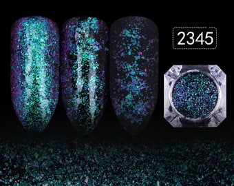 Nagelglitzerpulver, 1 g, Pfau, holografisches Chamäleon-Nagelpulver, Spiegeleffekt, Nagelkunst, Chrompigment, UV-Gel-Nagellack, Glitzer-Dekoration