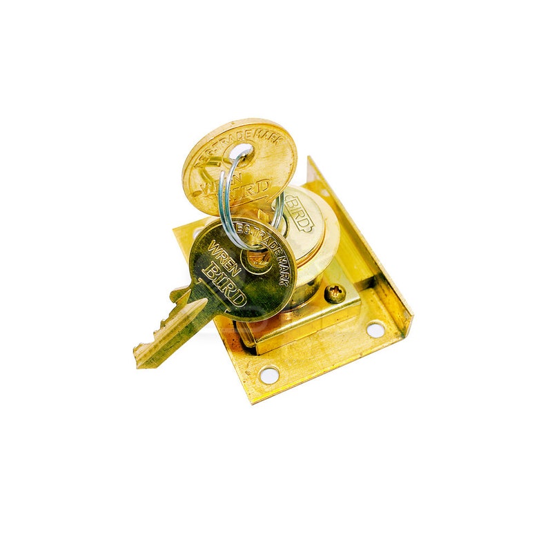 Rare Original WREN 0501 BRASS Drawer Lock Box Drawer Lock Desk