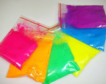 NEON Colors Fluorescent Phosphor Pigment Powder for Nail Polish, Painting, Printing, Cosmetics, Soap Making, Candle Making, Polymer Clay,