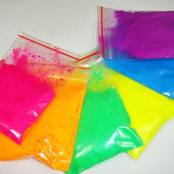 NEON Colors Fluorescent Phosphor Pigment Powder for Nail Polish, Painting, Printing, Cosmetics, Soap Making, Candle Making, Polymer Clay,