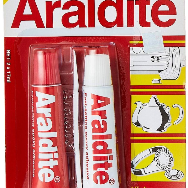 Pegamento adhesivo epoxi estándar Araldite, resina de 2 partes y endurecedor, envío gratuito, 17 ml X 2