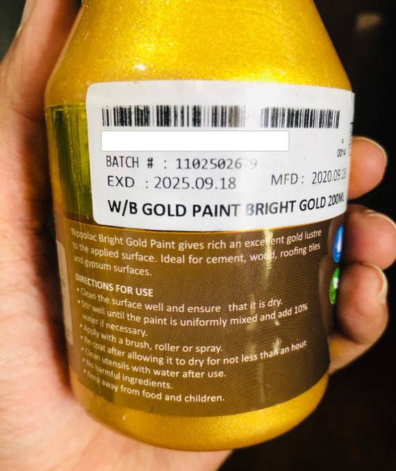 100ml Water Based 24k Glitter Gold Paint, Bright Gold Paint for Wood ,  Cement, Pottery ,metal Paint True Gold Finish.. 