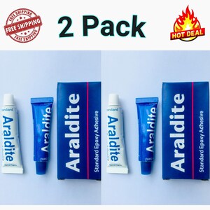 2 Pack Araldite Standard Epoxy Klebstoff Kleber 2 Part Resin & Hardener free portofrei 13gm(Harz 7gm + 6gm Härter)