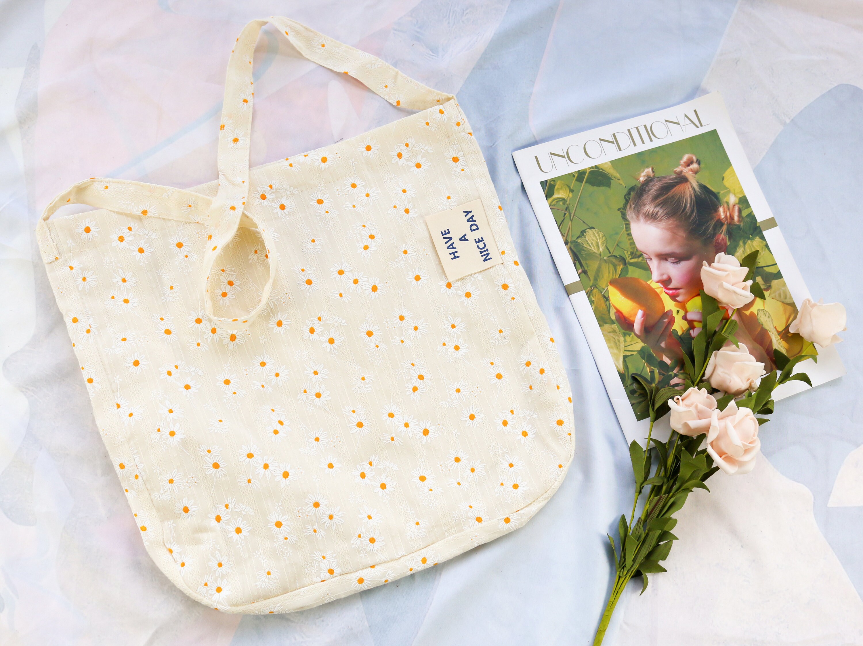 Daisy flower canvas shoulder bags embroidery floral handbag Etsy