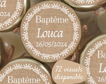 Bougie personnalisée - cadeau invité baptême, mariage, baby shower, gender