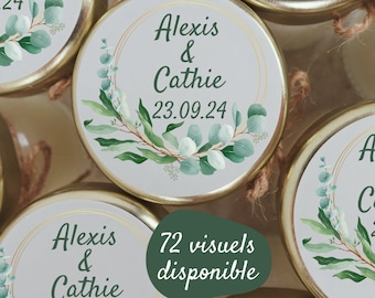 Bougies personnalisées - cadeau invités mariage champêtre