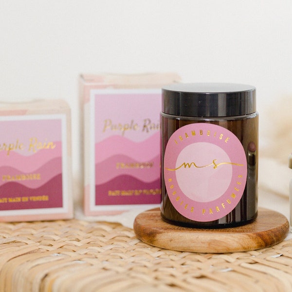 Bougie parfumée gourmande framboise - été - décorative naturelle et artisanale