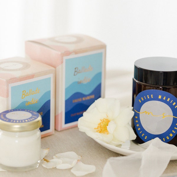 Bougie parfumée gourmande Brise Marine  -été- décorative naturelle et artisanale