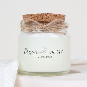 Personalizowana świeca transparentna etykieta na prezenty dla gości weselnych 100 ml