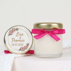 Personalized candles - rustic wedding guest gifts