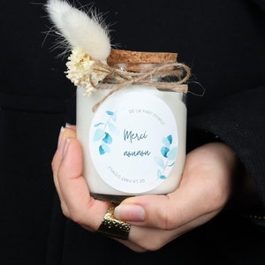Vela con tapón de corcho personalizada, regalo para niñera/profesor, 200 ml con flores secas