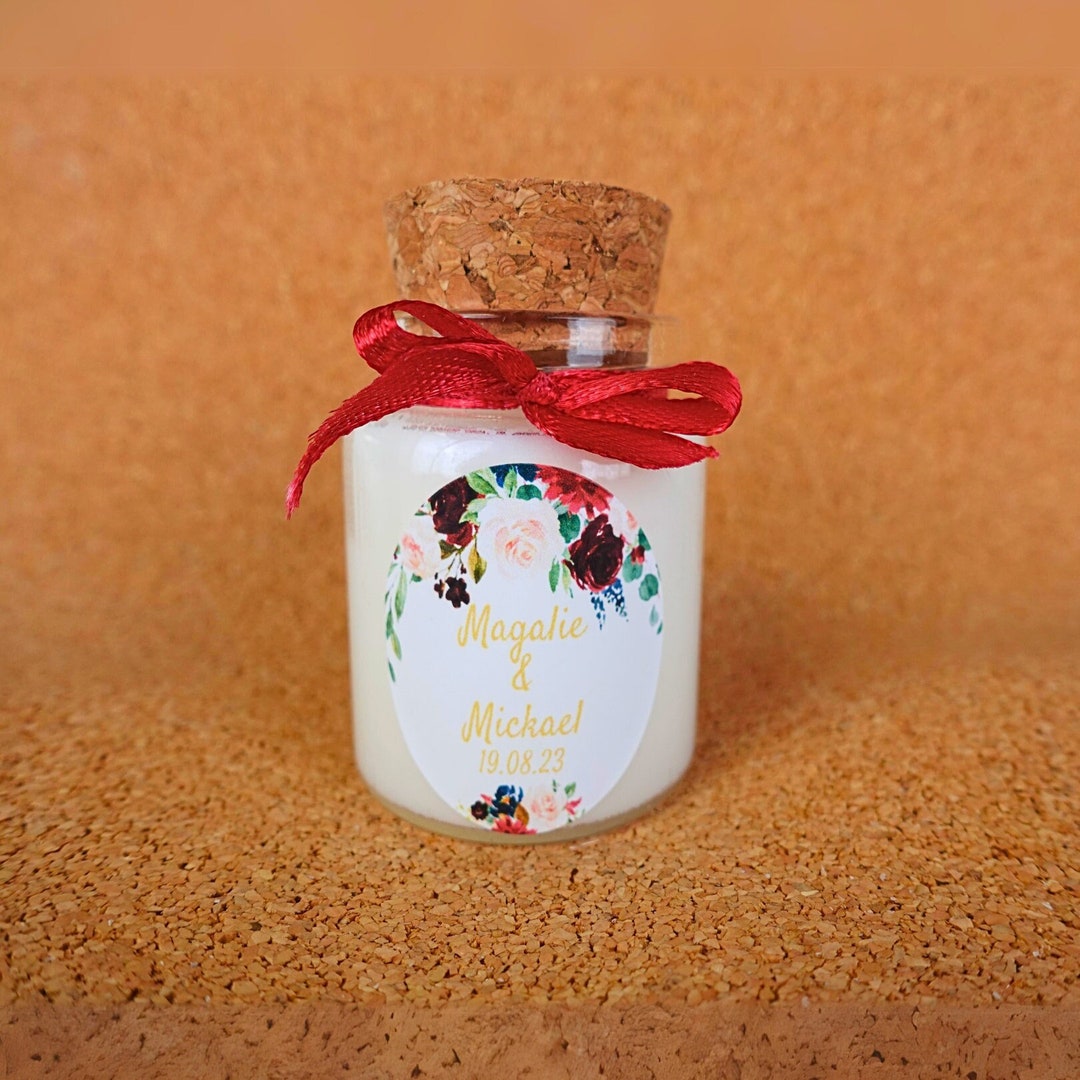Personalized Cork Candles Wedding Guest Gift Baptism Baby Etsy