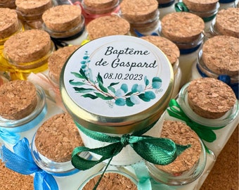 Bougies personnalisées Baptême cadeaux invités