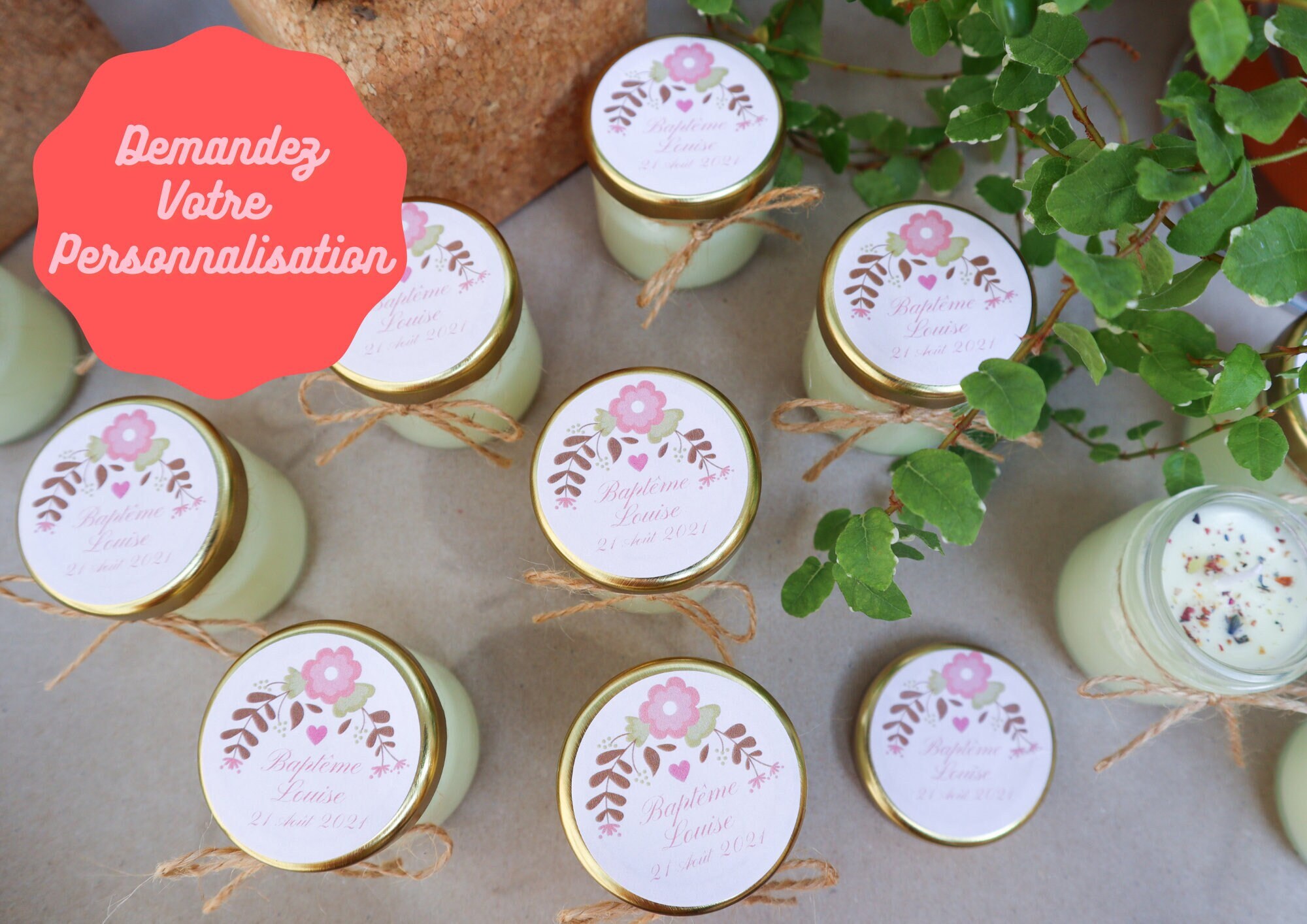 Bougies Personnalisées - Cadeau Invité Baptême Personnalisable