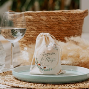 Pochon coton personnalisé mariage – impression prénoms et date